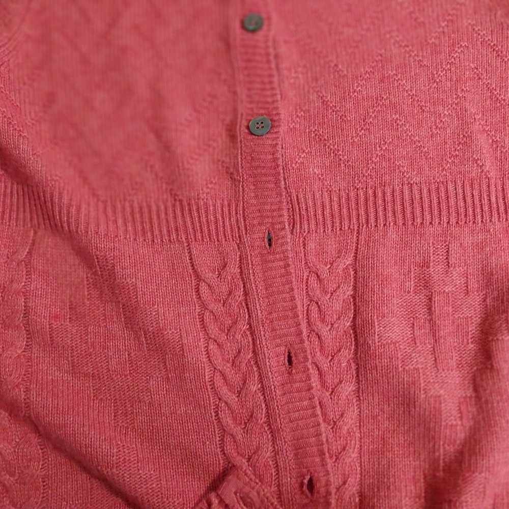 Sundance Medium Coral Button-Up Cardigan Sweater Viscose,Wool,Alpaca,Nylon - Picture 7 of 12